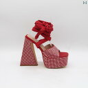 レディース ストラップサンダル 防水の ある 靴 底 ラインストーン 魚の 口 2025 夏 厚手 ヒール 足首 ストラップ ハイヒール ファッション サンダル...