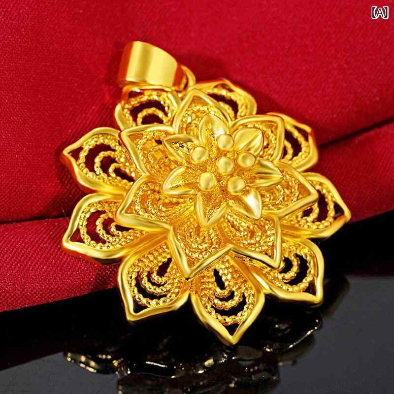 ネックレス レディース オープンハート サンド ゴールド 三 層 花と 棘の 花 ペンダント ゴールドメッキ レディースファッション リッチ フラワーネックレス...