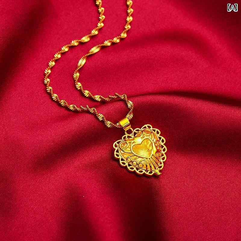 ネックレス レディース オープンハート 金 店の同 タイプの ファッションの 新型の 透かし彫りの 愛の ペンダントの 美しい レディース 百合 のの ペンダン...