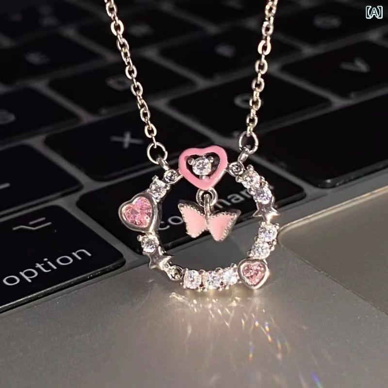 ネックレス レディース オープンハート 赤い 本は 二 重 蝶 いばらの 環 ネックレス カップル セット 軽 贅沢小 衆 高級