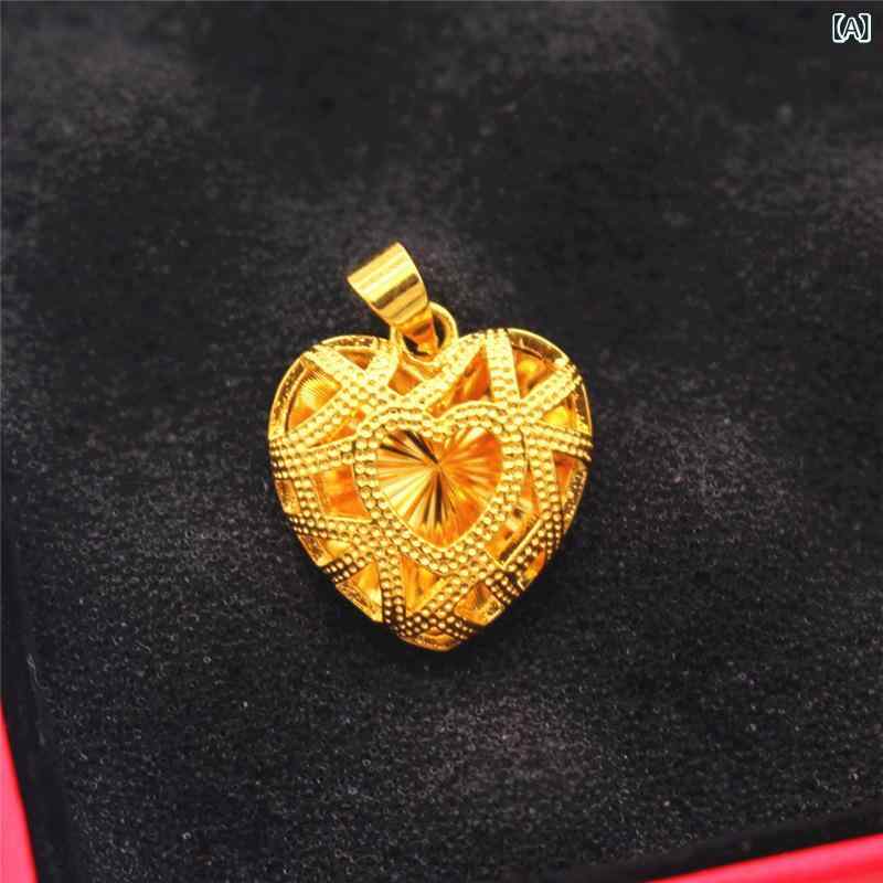 ネックレス レディース オープンハート 赤い 本の 金は 透かし彫りの 愛の ペンダントの ネックレスの 銅の 金 メッキの 長い 間でした。x10
