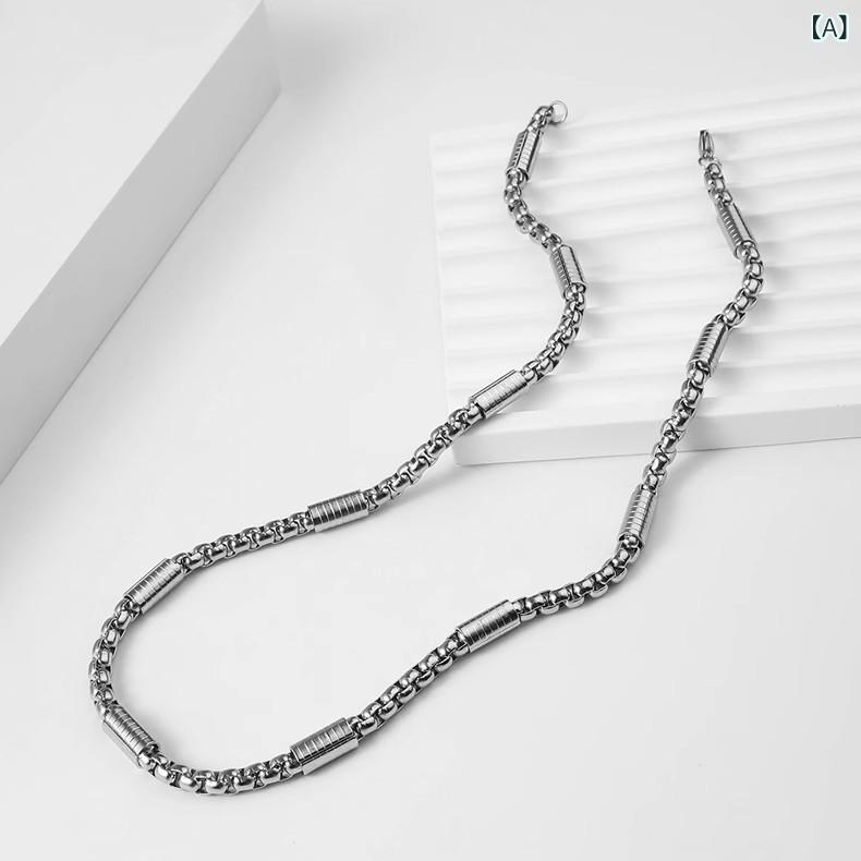 レイヤード ネックレス 重ね付け おしゃれ レイヤード ネックレス 重ね付け おしゃれ クロスボーダー ステンレス 竹 角 パール チェーン メンズ ネックレス...