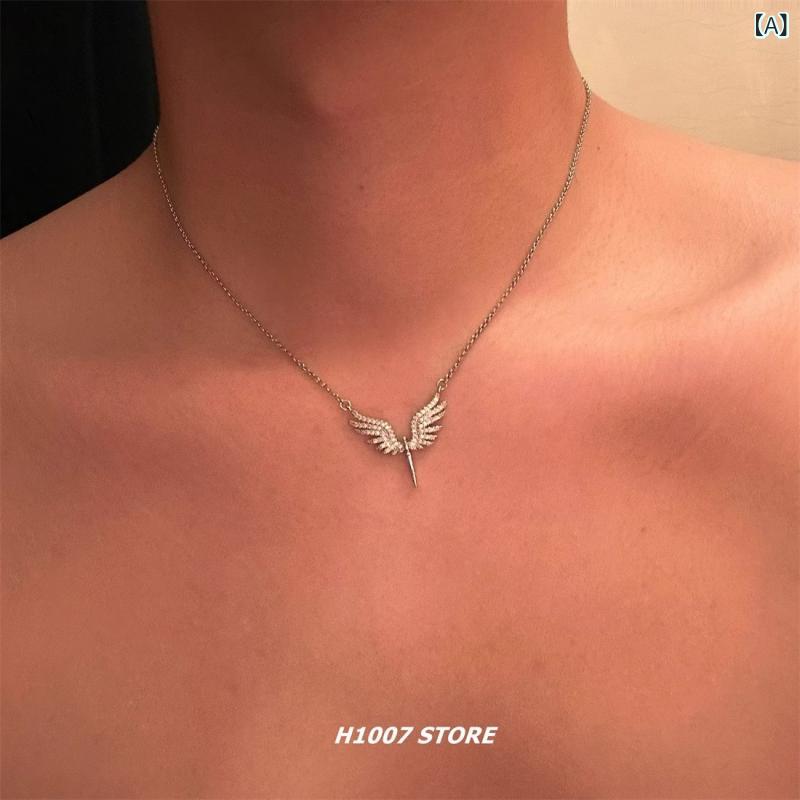 レイヤード ネックレス 重ね付け おしゃれ レイヤード ネックレス 重ね付け おしゃれ クロスボーダー Sky Wings ラインストーンが ちりばめられた ス...