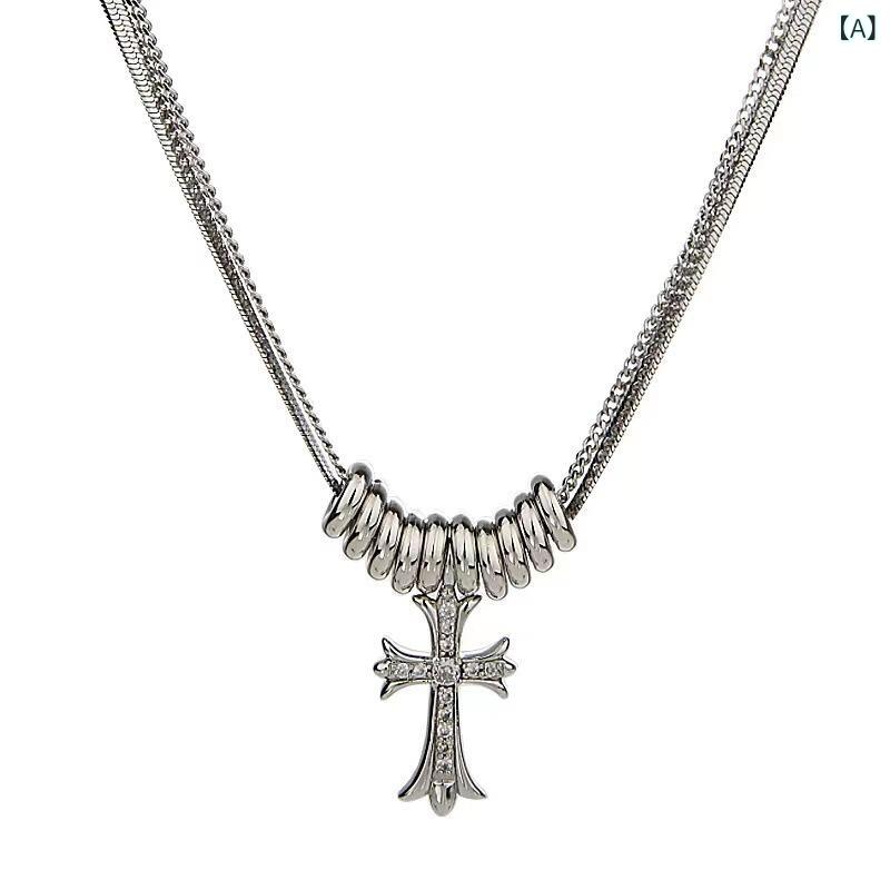 レイヤード ネックレス 重ね付け おしゃれ レイヤード ネックレス 重ね付け おしゃれ メーカーの 二 重 満 ドリルの クロス ネックレスの レディース 潮は...