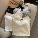 ベスト ジレ レディース シンプル 上品 Pure Desire Hot Girl 美しい バック ストラップ 胸 パッド キャミソール レディース 春夏 アウター レース シャツ インナートップ|詳細画像