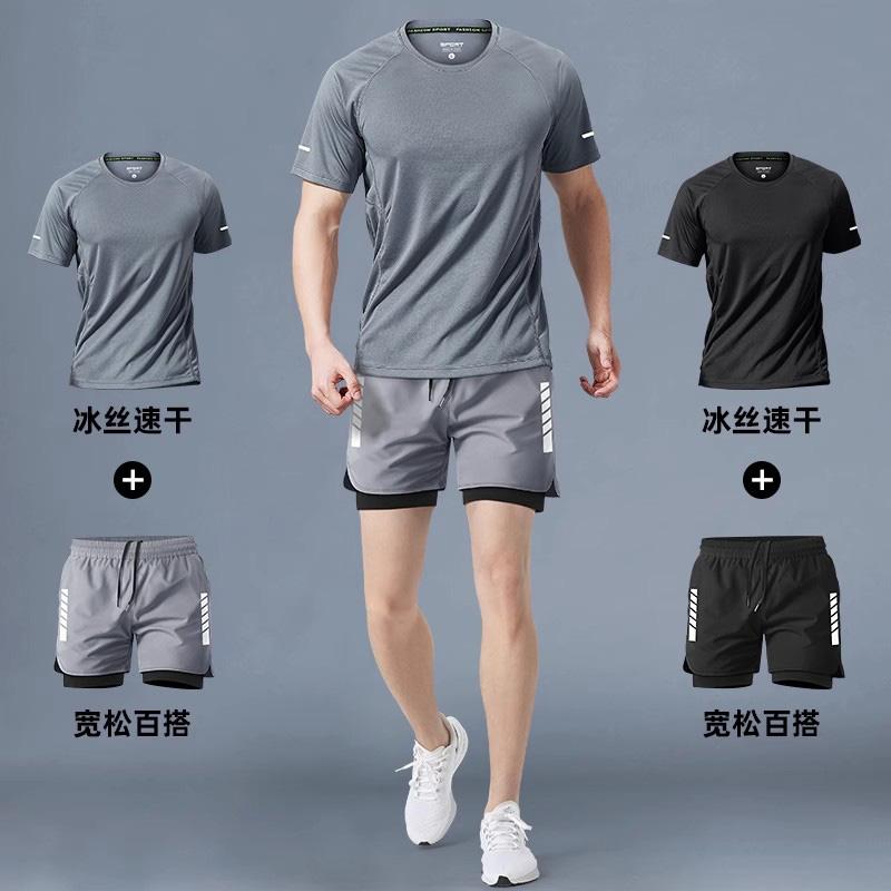 ジム 運動着 トレーニングウェア スポーツウェア ランニングウェア　スポーツ　メンズ ドイツの フィットネスウェア メンズ マラソン ランニング 冷感 夏用 半袖 ショート パンツ 朝 用具 速乾 スポーツ スーツ