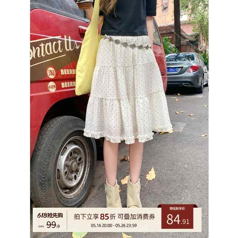 Aラインスカート ボトムス カジュアル シンプル ゆったり 薄手 ゆったり きれいめ カジュアル 着痩せ スカート　水玉　レディース チーズ ラビット 水玉 スカート レディース フリル ステッチ スリム ティアードスカート 2025 夏 ハイウエスト ショート