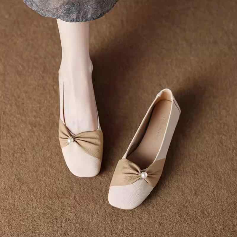 歩きやすい 柔らかい 軽量 きれいめ ローヒール パンプス シューズ レディース シープスキン 女性用 フ..