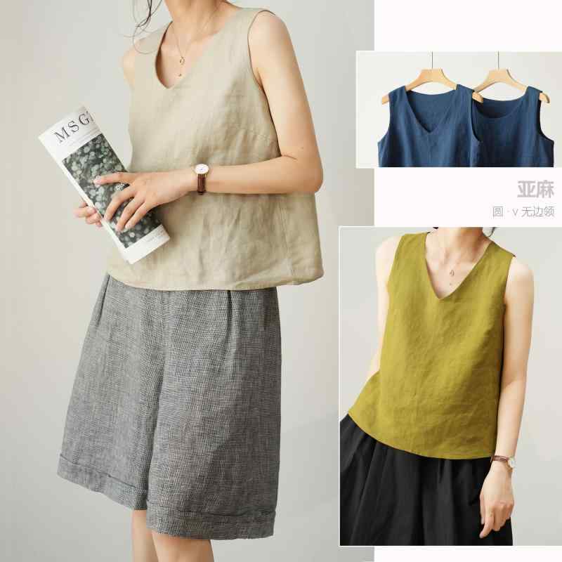 トップス 女性用 シンプル 無地 Vネック　キャミソール　ノースリーブ シームレス エッジ カラー レデ..