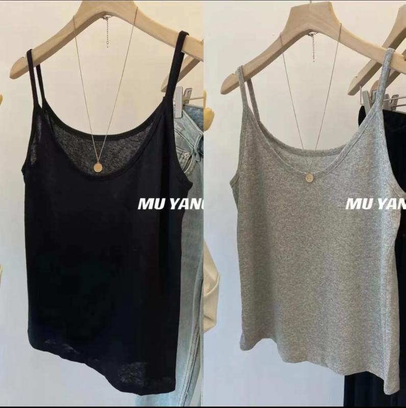 トップス 女性用 シンプル 無地 大人カワイイ Vネック　キャミソール　ノースリーブ モーダル 綿 夏 大きいサイズ 脂肪 ミリメートル スリム キャミソール 快適 インナーと アウターの 着用 底 レディース トップス