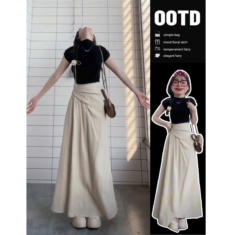 レディース おしゃれ スカート かわいい きれいめ ロングスカート　ドレス　レディース ロング スカート レディース 夏 2024 スタイル ドレープ a ライン フレンチ スカートから アンクル