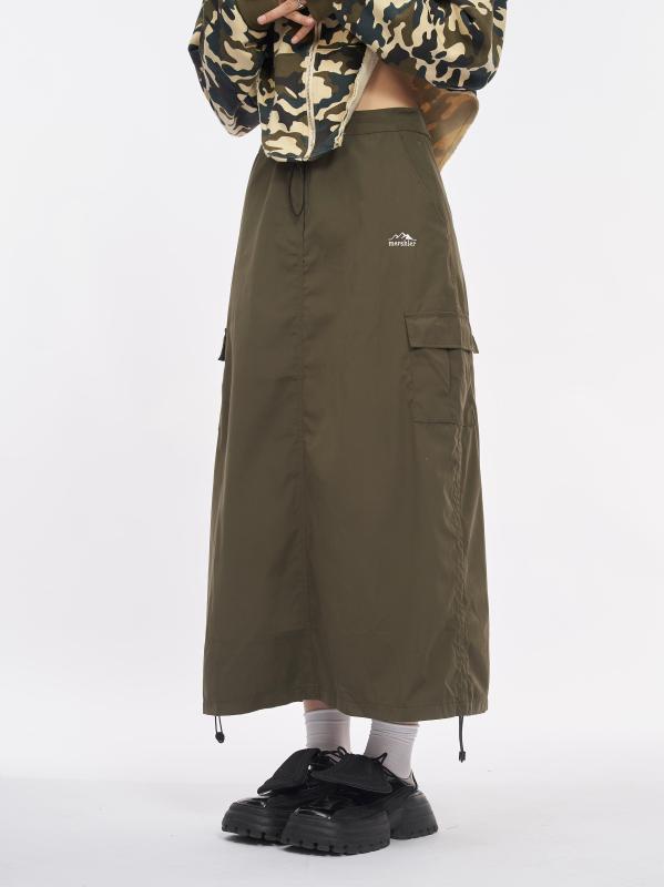 レディース おしゃれ スカート かわいい きれいめ ロングスカート ドレス レディース Zhenzhenは な アメリカ ストリート レトロ ホット ガール キャンプ ハイキング ハイウエスト ポケット ワーク ドレス ロング スカート インです。