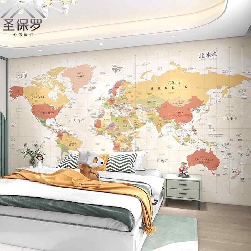 かわいい おしゃれ リメイク リフォーム インテリア 壁紙 クロス インテリア 3 D 中国 語と 英語の 世界 地図の 壁紙 子供 部屋 男の子 女の子 マスター ベッド ルームの 背景 壁 布 リビング ルーム 年