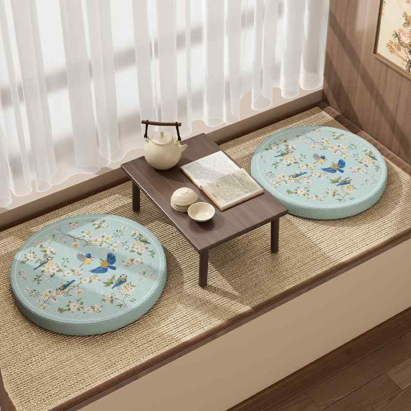 柔らかい おしゃれ さらさら 快適 カバー　クッション　マット チャイナ風 布団 丸型 スポンジクッショ..