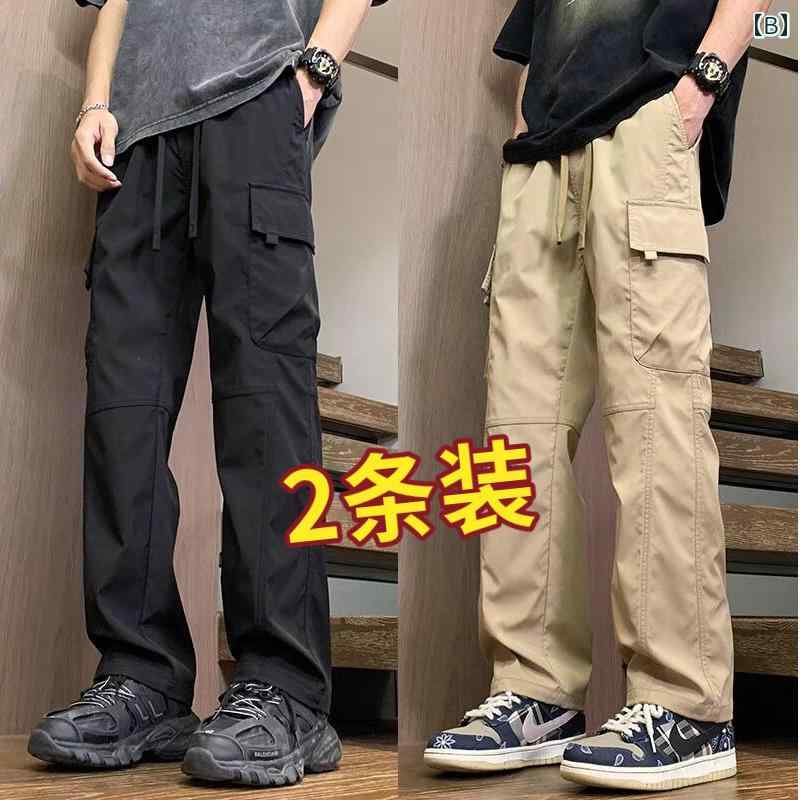 おしゃれ シンプル 大人 ゆったり メンズ ズボン 厚手 男性用 春秋用 ゆったり ストレート レッグ パンツ 耐摩耗 労働 保護 作業 ズボン 建設 現場での 作業に 適した 複数の ポケット 付き