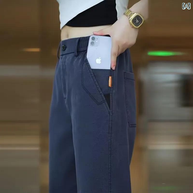 おしゃれ シンプル 大人 ゆったり メンズ ズボン 厚手 オーバー オール メンズ ストレート ワイド レッグ ゴム ウエスト パンツ 春秋 大きいサイズ カジュアル 耐摩耗 ワークパンツ