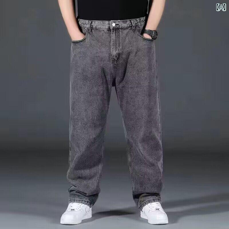 おしゃれ シンプル 大人 ゆったり メンズ ズボン 厚手 春秋 厚手 大きいサイズ ストレッチジーンズ メンズ ゆったり 耐摩耗 ストレート パンツ プラス 太って 肥大 した 太った 男の 労働 保護 作業
