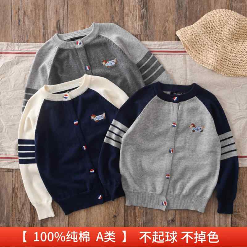 トップス 防寒 かわいい 暖かい シンプル 子供服　セーター　ニット 柔らかくて 粘着性が ある 男の子 セーター カーディガン 薄手 コットン 春秋 の アウターウェア 子供用 ニット ジャケット タイプ Aのサムネイル