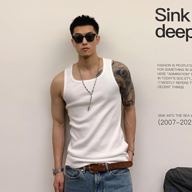 ゆったり おしゃれ 無地 袖なし ノースリーブ　タンクトップ　メンズ Xu Tailang メンズ スウェット ベ..