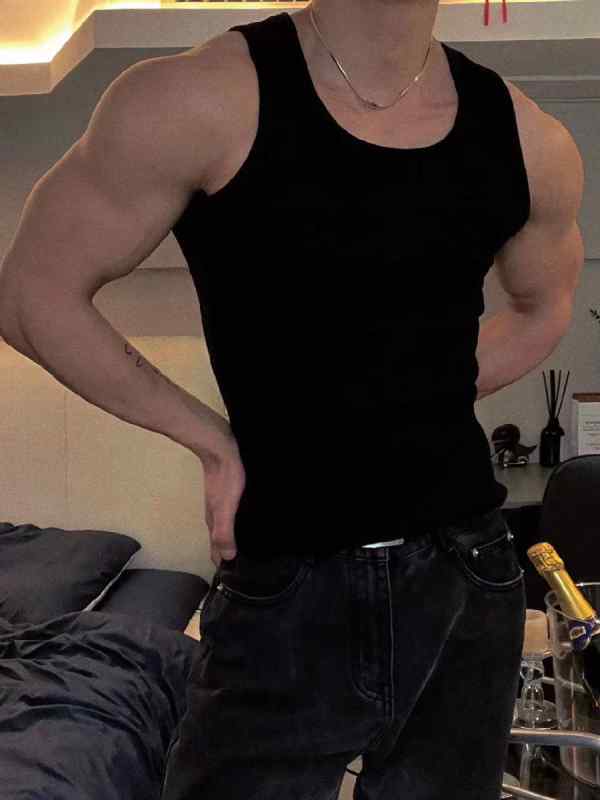 ゆったり おしゃれ 無地 袖なし ノースリーブ　タンクトップ　メンズ メンズ サマー ベスト ヘビーウェ..