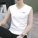 ゆったり おしゃれ 無地 袖なし ノースリーブ タンクトップ メンズ 2025夏の ファッション スリム メンズ ベスト ウエスト コート 薄手 Tシャツ ワイ...