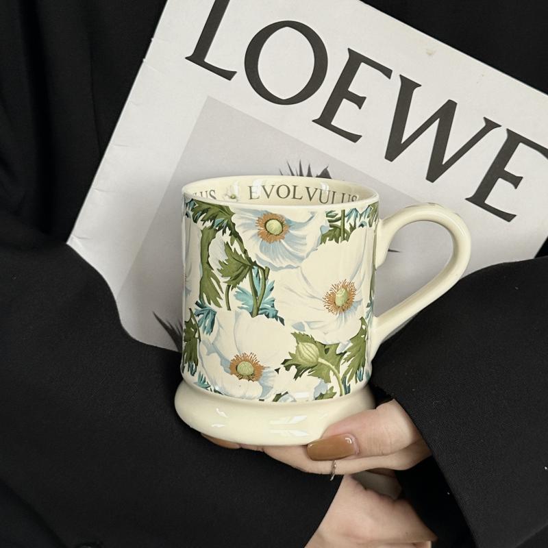 容量 おしゃれ タンブラー こぼれにくい コップ　ウォーターカップ フランスの レトロ 油絵の 陶器の ..