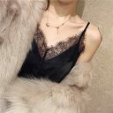 カップ付きインナー キャミソール タンクトップ 盛れる 涼しい Vネック レース レディース 女性用 フランス シルクキャミソール レース Vネックの 魅惑的 トップス ベース アセテート サテン シック イン