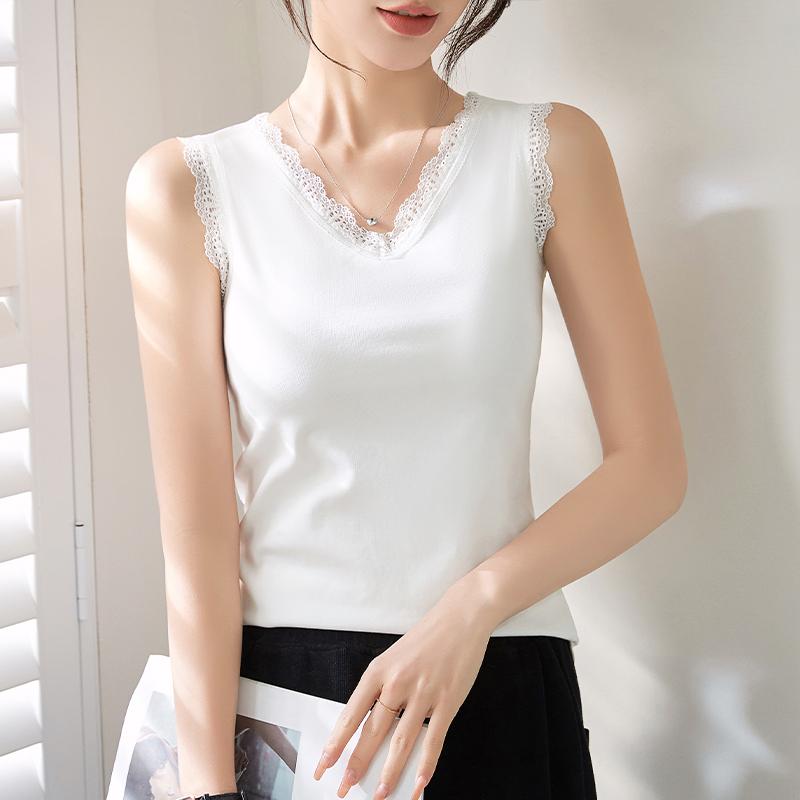 カップ付きインナー キャミソール タンクトップ 盛れる 涼しい Vネック　レース　レディース 女性用 ホ..