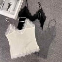 キャミソール タンクトップ 盛れる 涼しい 夏 Vネック レース レディース 深 セン 4 南 友 婦人服 商品 Vネック スプライシング レース ニット トップ キャミソール ベスト レイヤリング シャツ 女性