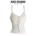 キャミソール タンクトップ 盛れる 涼しい 夏 Vネック レース レディース 春夏 レディースな ホット ガール Vネック レースキャミソール スリムフィット 蝶 結びと 美しい バック トップ 付きの アウターウェア