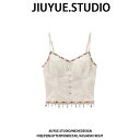 キャミソール タンクトップ 盛れる 涼しい 夏 Vネック レース レディース JIUYUE ブリッジ ビーズ 春夏 レディース レース サスペンダー ウエストを 細く 見せ Vネックの ホワイト ベスト