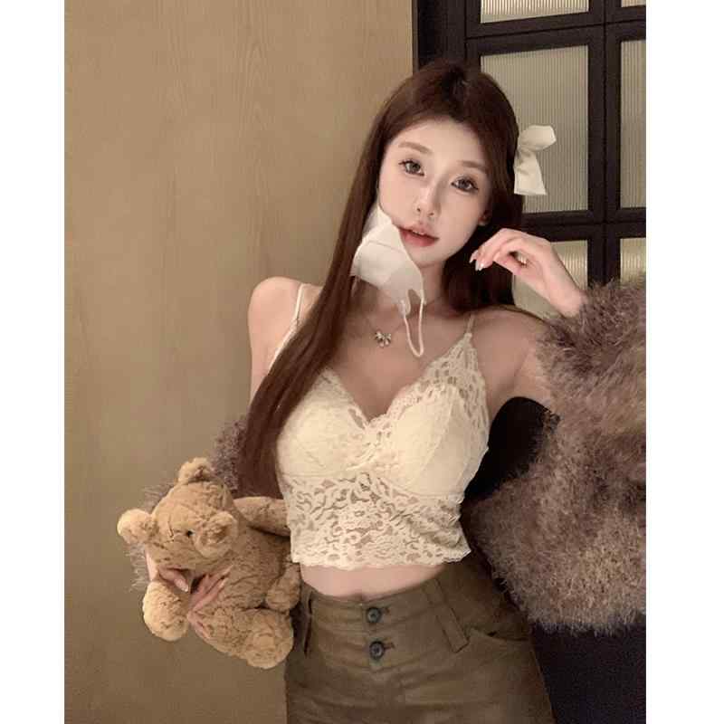 キャミソール タンクトップ 盛れる 涼しい 夏 Vネック　レース　レディース ユニークな レースの Vネッ..