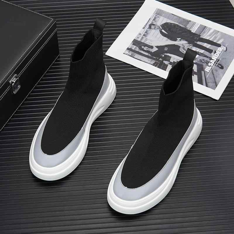 ハイカット　シューズ　メンズ メンズシューズ 2025 春夏の新 スタイル 厚底 ハイカット ニット シュー..