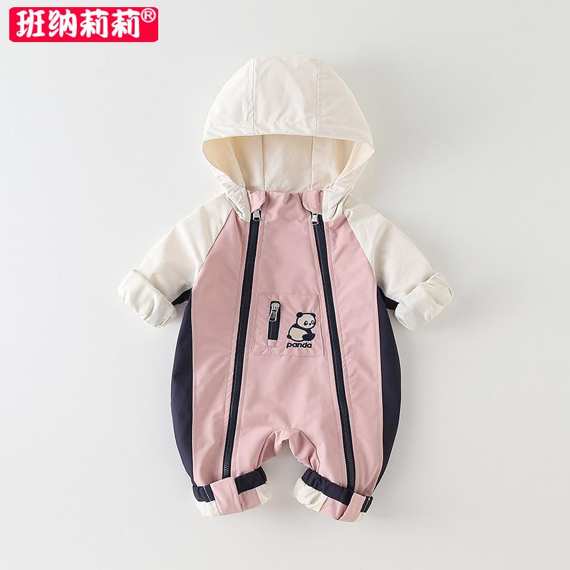 おしゃれ かわいい 子ども服 ルームウェア 部屋着 防寒 ベビー服 春秋生児 服 春の お出かけ フード付き ベビー ハイハイ 防風 ジャケット 春秋用 ジャンプスーツ