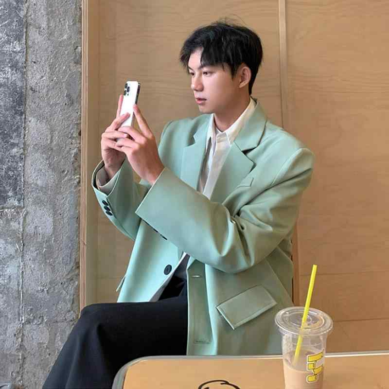 スタイリッシュスーツ カッコイイ ビジネス 快適 スーツ　セットアップ　ブルー ストレート ショルダー..