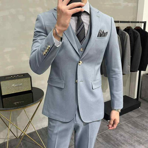 スタイリッシュスーツ カッコイイ ビジネス 快適 スーツ セットアップ ブルー Saretera 新郎 結婚式 スーツ メンズ スリム ドレス ビジネス プロ フォーマル カジュアル ジャケット スタイリッシュスーツ カッコイイ ビジネス 快適 スーツ セットアップ ブルー Saretera 新郎 結婚式 スーツ メンズ スリム ドレス ビジネス プロ フォーマル カジュアル ジャケット