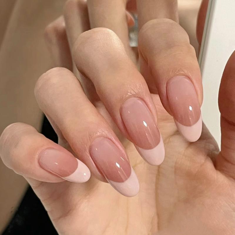 ワンホンネイル グラデーション ワンカラー シンプルネイル ネイル アート パッチ なの 摩耗の 爪 高度な レザー パウダーの グラデーション フランスのの シンプルで 優しい 仕上げの ネイルアート パッチ