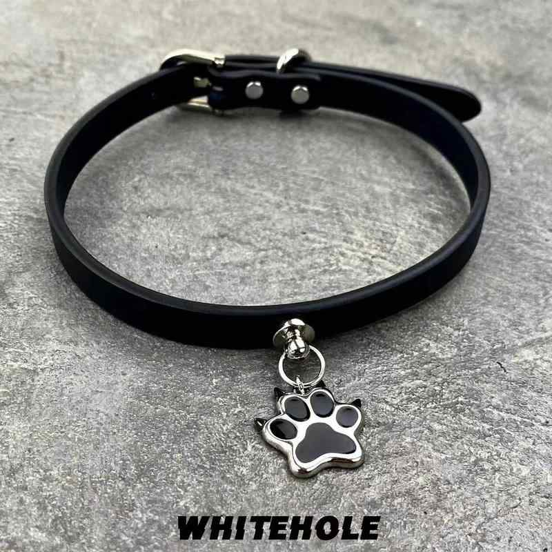楽天バランスケア　楽天市場店シンプル 短め カジュアル おしゃれ Y2K チョーカー　ネックレス　レディース WHITEHOLE Rebellious Puppy Series パンク サブカルチャー 犬 肉 球 猫 レザーカラー チョーカー
