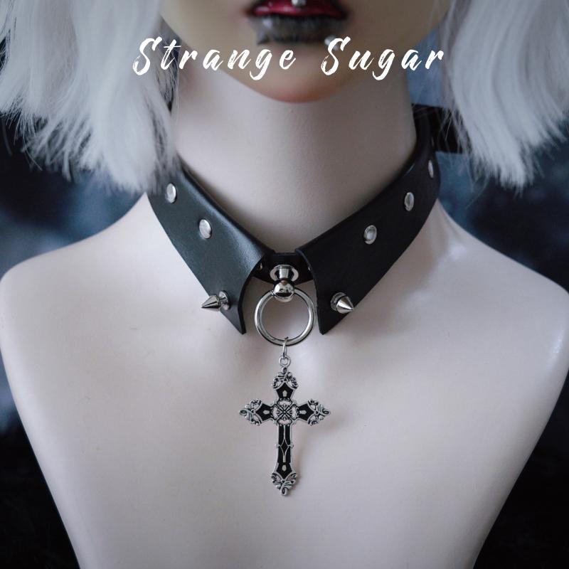 シンプル 短め カジュアル おしゃれ チョーカー　アクセサリー　レディース 奇妙な キャンディ アクセサリー セット ネックレス フェイク 首輪 チョーカー ブラック スイート クール ホット ガール サブカルチャー スタッズ