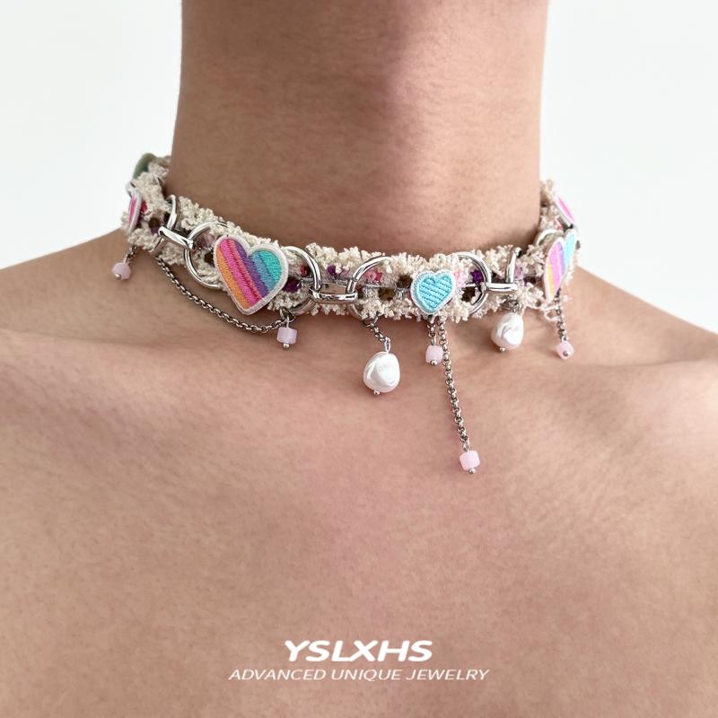 シンプル 短め カジュアル おしゃれ Y2K チョーカー　ネックレス　レディース チョーカー クール ホット ガール ネックレス Y2K ミレニアム スタイル Yabi アクセサリー ドーパミン カラー 愛 女性