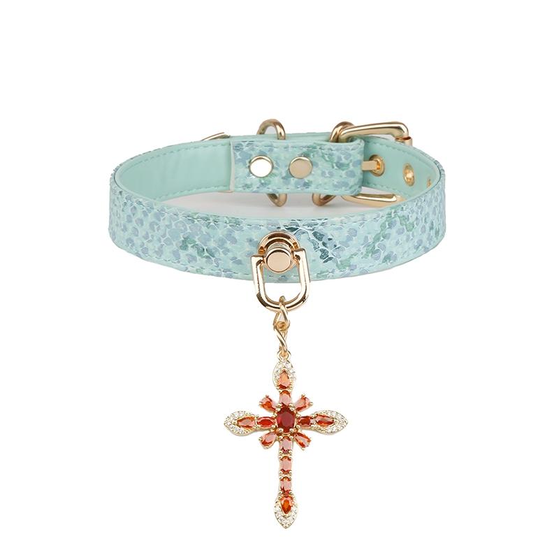 シンプル 短め カジュアル おしゃれ Y2K チョーカー　ネックレス　レディース 高級の パイソン 柄 クロス Y2K カラー チョーカー 女性用 M ネック ストラップ 子犬 パンク 風の 小さい サークル リング ネックレス