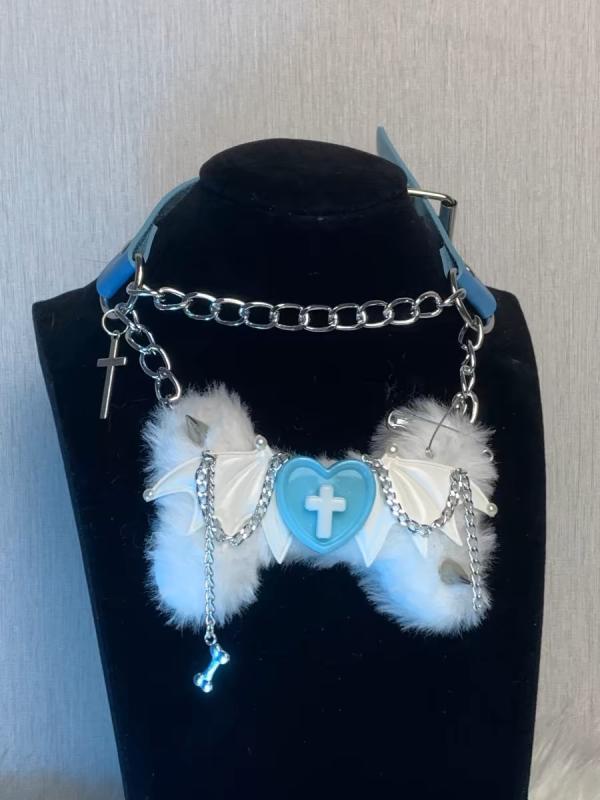 ゴシック調 レザー シンプル 短め カジュアル チョーカー　アクセサリー　レディース ヘビー サブカルチャー ネックレス ラブ ボーン マイン シリーズ かわいい