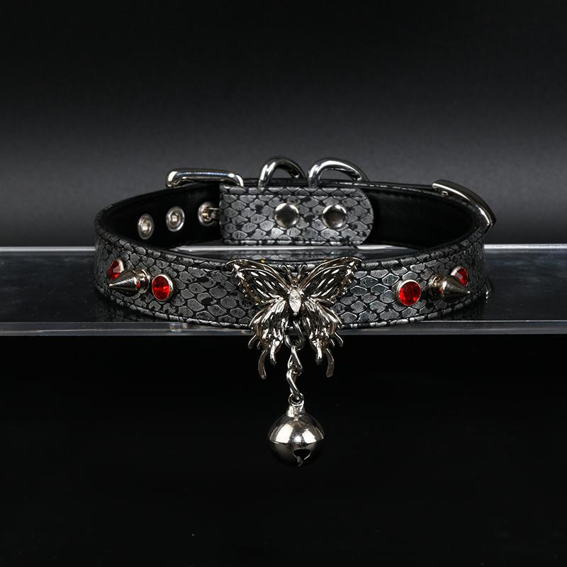 シンプル 短め カジュアル おしゃれ Y2K チョーカー　ネックレス　レディース バタフライ ベル スタッズ チョーカー ネックレス サブカルチャー ゴシック スタイル 女性用 M ネック ストラップ 子犬用 リング