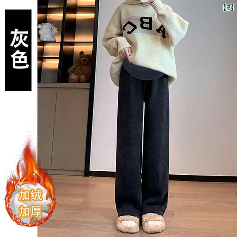 マタニティ用 マタニティ服 産後ウェア マタニティウェア マタニティ　パンツ　レギンス 景 奇 マタニティパンツ 春秋 スタイル アウターウェア ワイド レッグ パンツ 裏起毛 ラムスキン ストレート 腹 サポート 小さい 冬服 3