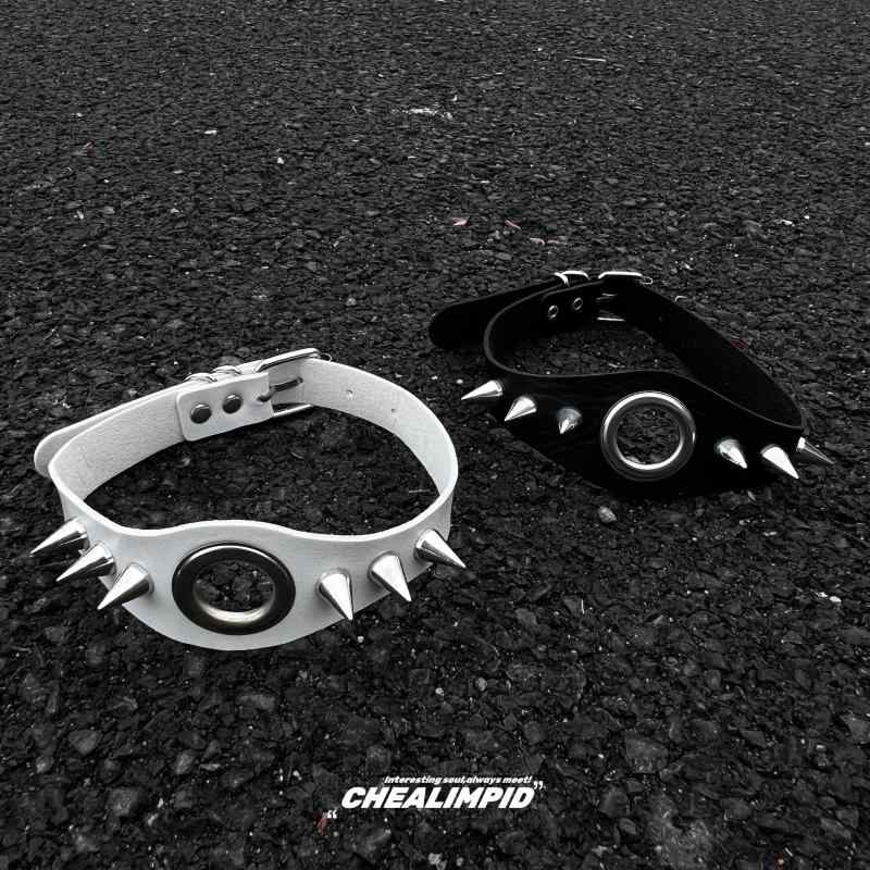 ゴシック調 レザー シンプル 短め カジュアル チョーカー　アクセサリー　レディース チョーカー / フープ スタッズ カラー ゴシック スタイル Y2K サブカルチャー ホット ガール パンク メンズ レディース ネックレス ネック ストラップ