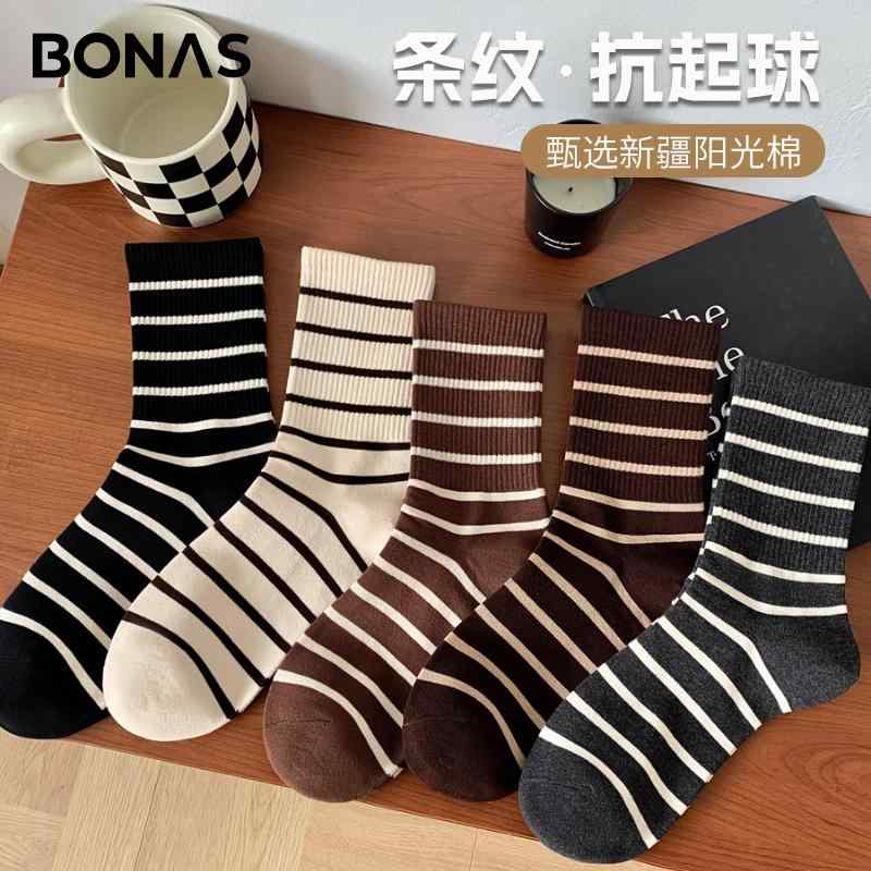 ゆったり伸縮 通気性抜群 吸湿速乾 レディース ソックス シューズ 女性用 ソックス 春秋 ストライプ コットン スポーツ ミッド カーフ 吸 湿性 抗 ピリング 韓国 ストッキング