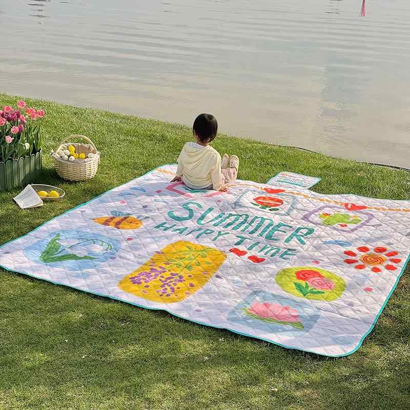 防湿布 テント キャンプ 厚手 アウトドア お出かけ 　屋外　マット 春の お出かけ ピクニック マット 防 湿 厚手 防水 ポータブル 折りたたみ キャンプ テント ビーチ 屋外 芝生(4)
