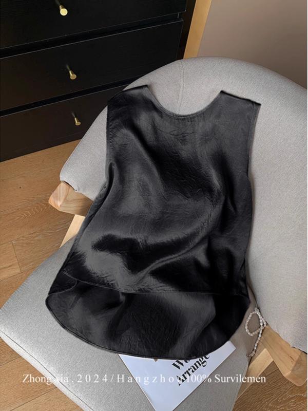 レディース キャミソールワンピース きれいめ 体型カバー ノースリーブ インナー レディース 女性用 ブラック アセテート 冷感 ノースリーブベスト 夏の スタ...