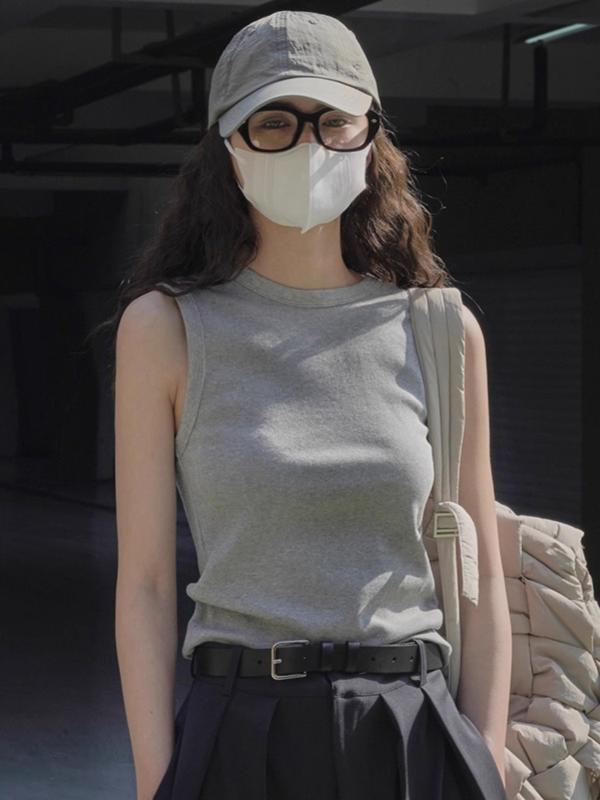 レディース キャミソールワンピース きれいめ 体型カバー ノースリーブ インナー レディース アメリカン レトロ グレーの I 字型 キャミソール ベスト レデ...