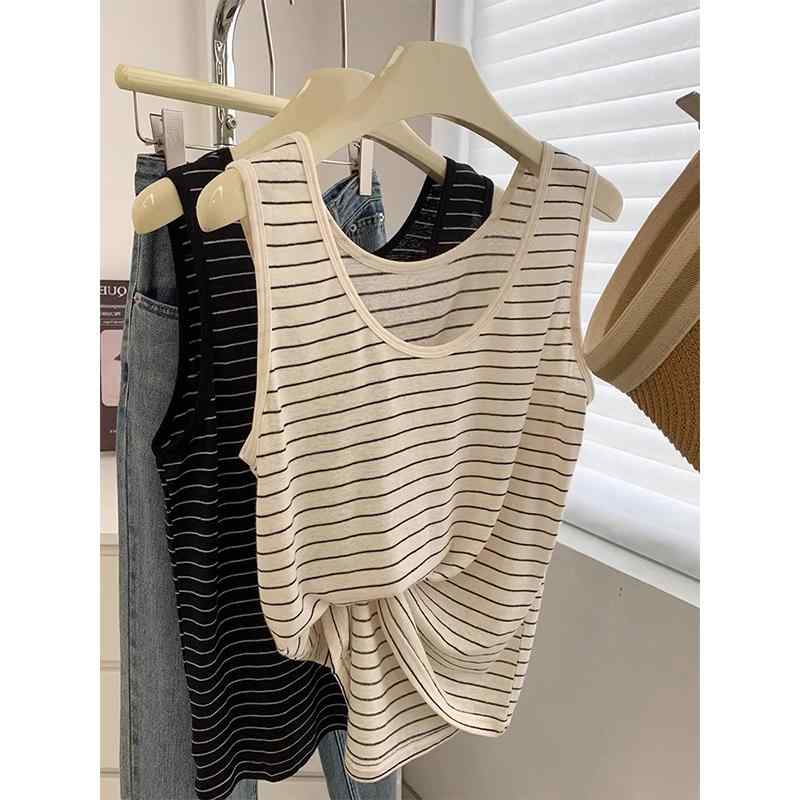 レディース キャミソールワンピース きれいめ 体型カバー ノースリーブ インナー レディース 女性用 ストライプ U ネック リネン キャミソール 夏 アウター...